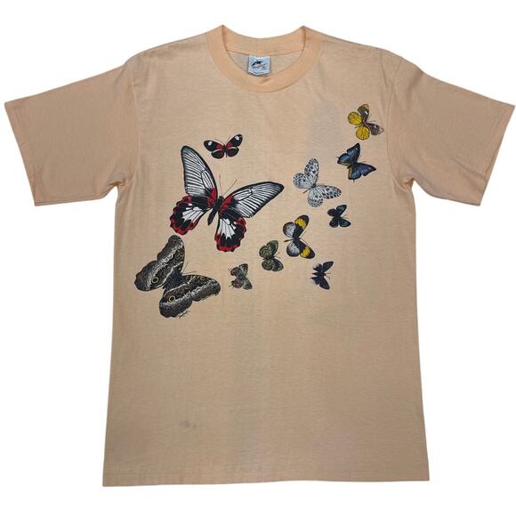 Vintage Harlequin Butterfly Graphic T-Shirt Salmon Large Single Stitch USA - Picture 5 of 12